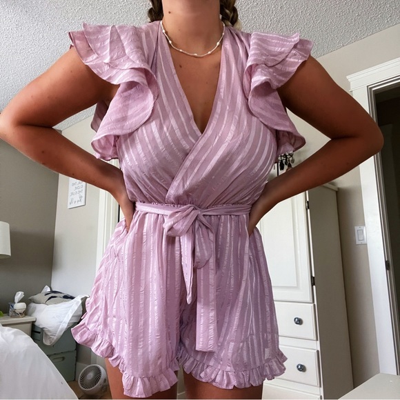 Showpo purple striped romper - Picture 4 of 4